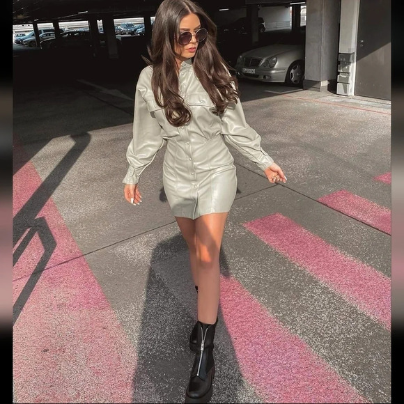 ZARA sz. 40/9 Flat Sock Ankle Boots Zipper Front Booties Combat Chunky Platform - Picture 2 of 15